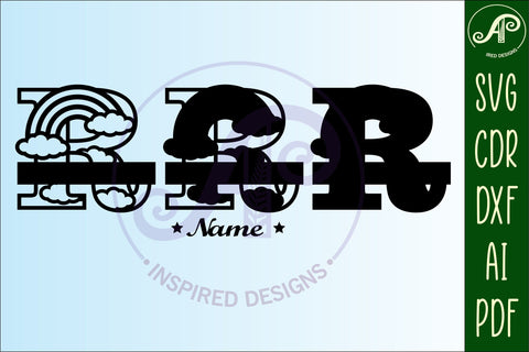 Rainbow monogram letter Name signs 3 layer design plus name bundle SVG APInspireddesigns 