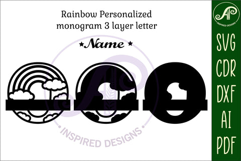Rainbow Monogram Letter O SVG file SVG APInspireddesigns 