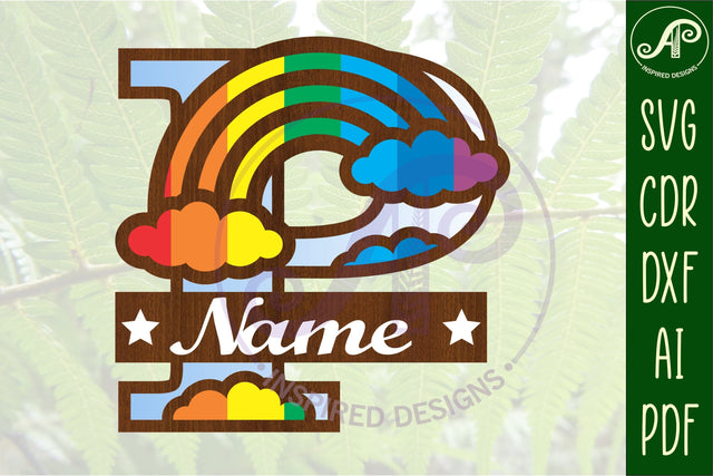 Rainbow Monogram Letter P SVG file SVG APInspireddesigns 