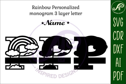Rainbow Monogram Letter P SVG file SVG APInspireddesigns 