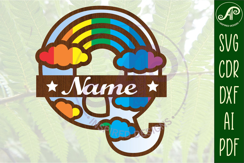 Rainbow Monogram Letter Q SVG file SVG APInspireddesigns 