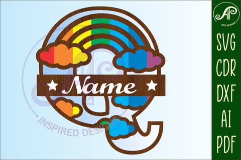 Rainbow Monogram Letter Q SVG file SVG APInspireddesigns 