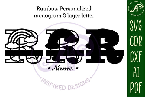 Rainbow Monogram Letter R SVG file SVG APInspireddesigns 