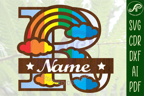 Rainbow Monogram Letter R SVG file SVG APInspireddesigns 