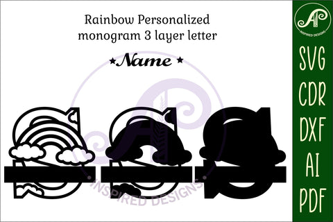 Rainbow Monogram Letter S SVG file SVG APInspireddesigns 