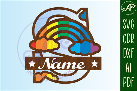 Rainbow Monogram Letter S SVG file SVG APInspireddesigns 