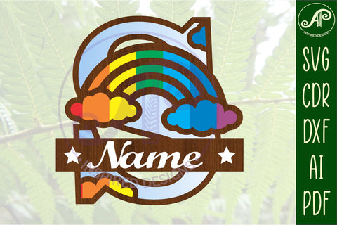 Rainbow Monogram Letter S SVG file SVG APInspireddesigns 