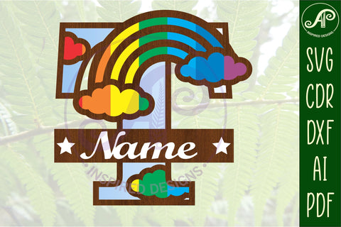 Rainbow Monogram Letter T SVG file SVG APInspireddesigns 