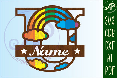 Rainbow Monogram Letter U SVG file SVG APInspireddesigns 