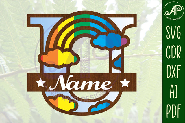 Rainbow Monogram Letter U SVG file SVG APInspireddesigns 