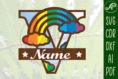 Rainbow Monogram Letter V SVG file SVG APInspireddesigns 