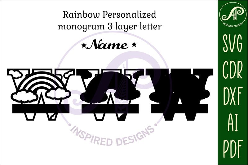 Rainbow Monogram Letter W SVG file - So Fontsy