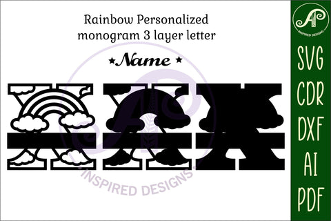 Rainbow Monogram Letter X SVG file SVG APInspireddesigns 