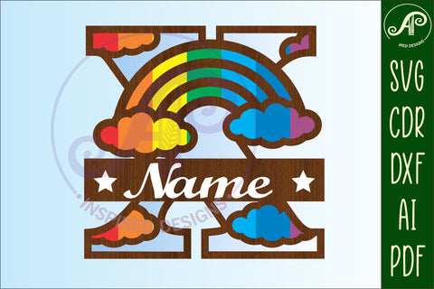Rainbow Monogram Letter X SVG file SVG APInspireddesigns 