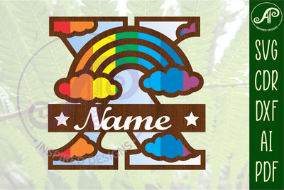 Rainbow Monogram Letter X SVG file SVG APInspireddesigns 