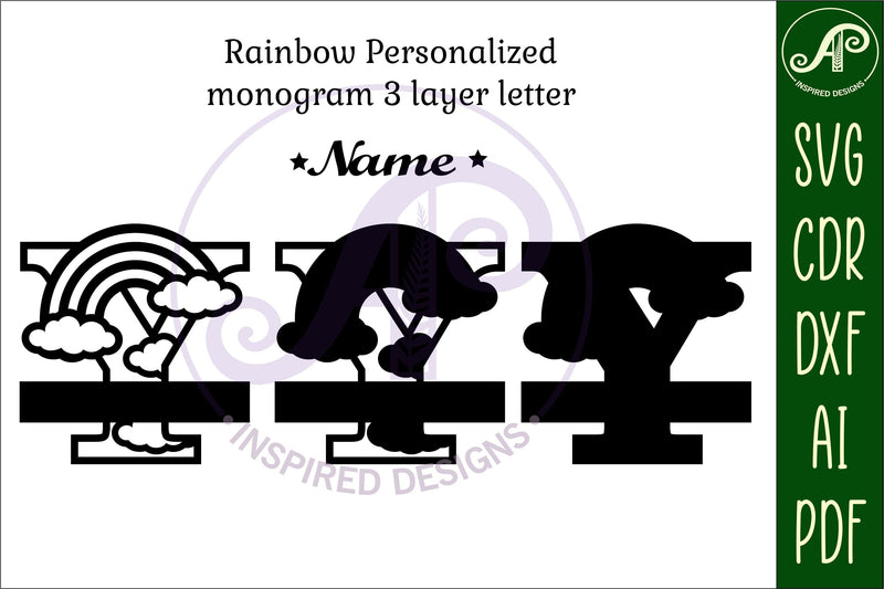 Rainbow Monogram Letter Y SVG file - So Fontsy