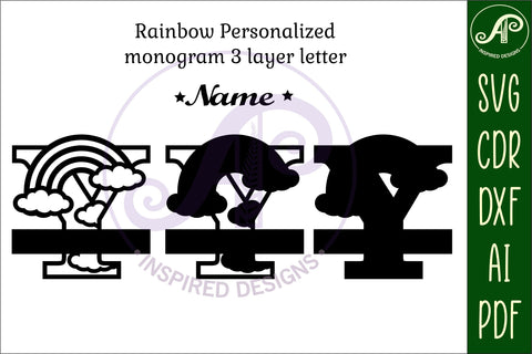 Rainbow Monogram Letter Y SVG file SVG APInspireddesigns 