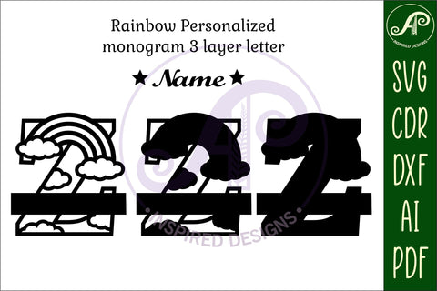 Rainbow Monogram Letter Z SVG file SVG APInspireddesigns 