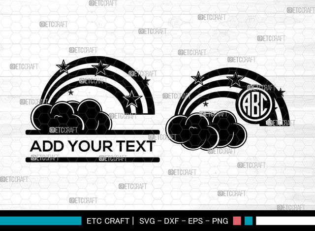 Rainbow Monogram SVG, Clouds svg, Rainbow Baby Svg, Rainbow With Sun Svg, Rainbow Star Svg, Circle Monogram Svg SVG ETC Craft 