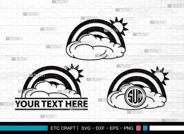 Rainbow Monogram SVG | Rainbow Svg | Cloud Svg | Rainbow & Clouds Svg | Layered Rainbow Svg | Rainbow Clipart SVG ETC Craft 