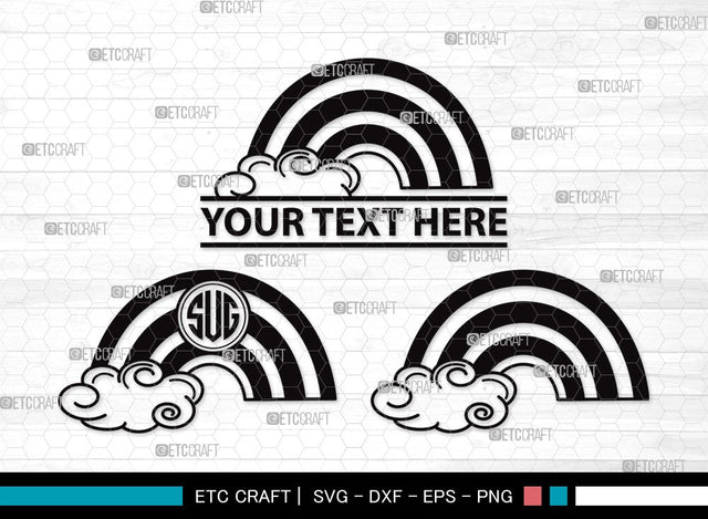 Rainbow Monogram SVG | Rainbow Svg | Cloud Svg | Rainbow & Clouds Svg | Layered Rainbow Svg | Rainbow Clipart SVG ETC Craft 