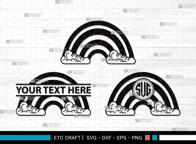 Rainbow Monogram SVG | Rainbow Svg | Cloud Svg | Rainbow & Clouds Svg | Layered Rainbow Svg | Rainbow Clipart SVG ETC Craft 