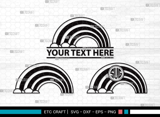 Rainbow Monogram SVG | Rainbow Svg | Cloud Svg | Rainbow & Clouds Svg | Layered Rainbow Svg | Rainbow Clipart SVG ETC Craft 