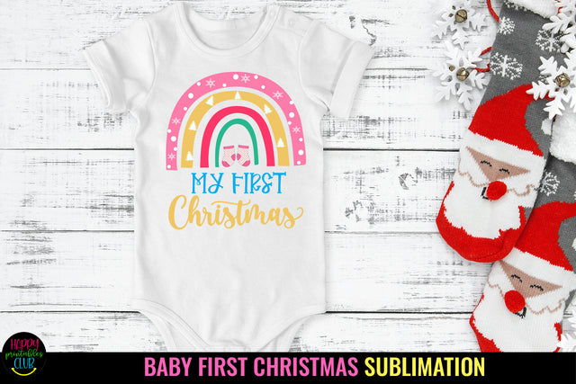 Rainbow My First Christmas Sublimation I Baby First Christmas Sublimation Happy Printables Club 