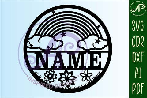 Rainbow name sign svg laser cut template SVG APInspireddesigns 