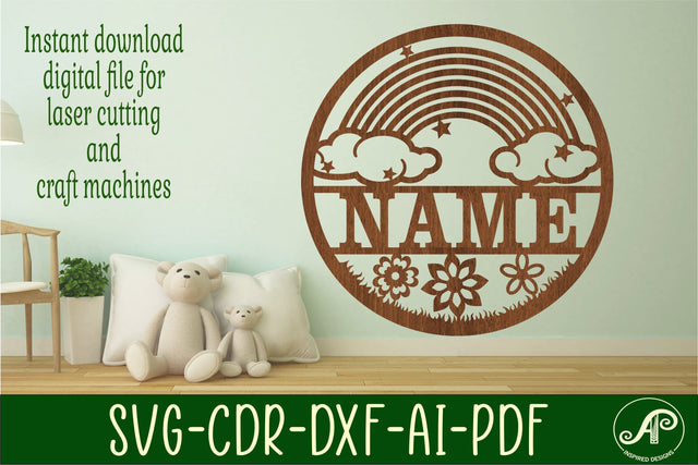 Rainbow name sign svg laser cut template SVG APInspireddesigns 