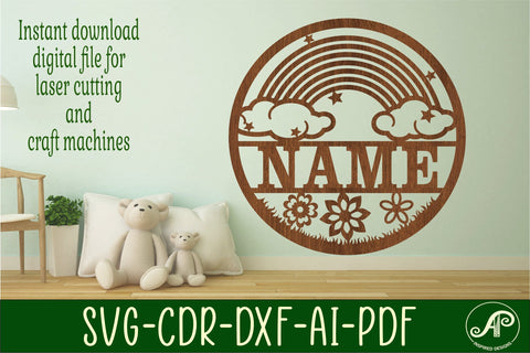 Rainbow name sign svg laser cut template SVG APInspireddesigns 