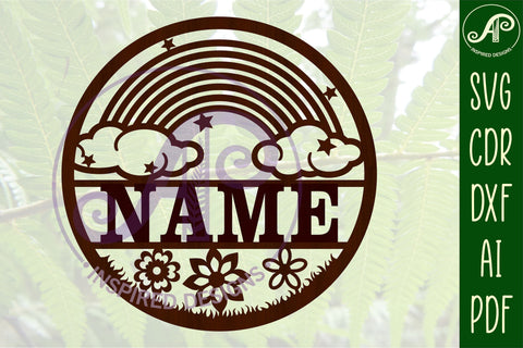 Rainbow name sign svg laser cut template SVG APInspireddesigns 