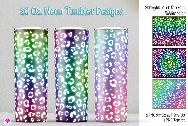 Rainbow Neon Leopard 20 Oz Skinny Tumbler Sublimation Sublimation Kseniia designer 