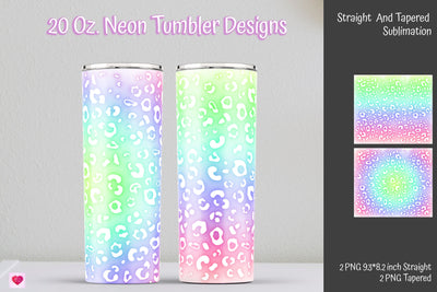Rainbow Neon Leopard Skinny Tumbler Sublimation. Full Warp Sublimation Kseniia designer 