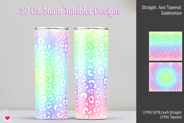 Rainbow Neon Leopard Skinny Tumbler Sublimation. Full Warp Sublimation Kseniia designer 