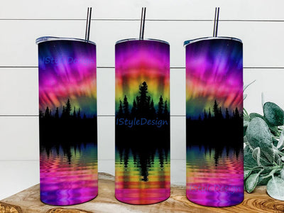 Rainbow Northern Lights Tumbler Tumbler Sublimation Digital Download Skinny Tumbler PNG 20oz Tumbler Template Sublimation iStyleDesign 