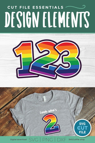Rainbow numbers svg - colorful birthday numbers 1 2 3 4 5 SVG SVG Cut File 