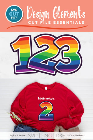 Rainbow numbers svg - colorful birthday numbers 1 2 3 4 5 SVG SVG Cut File 