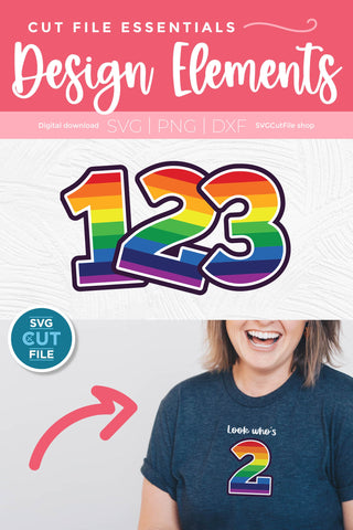 Rainbow numbers svg - colorful birthday numbers 1 2 3 4 5 SVG SVG Cut File 