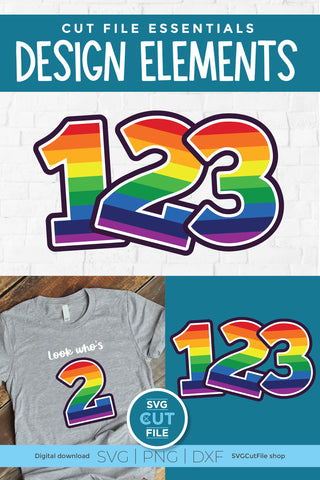 Rainbow numbers svg - colorful birthday numbers 1 2 3 4 5 SVG SVG Cut File 