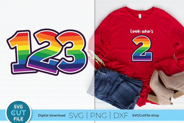 Rainbow numbers svg - colorful birthday numbers 1 2 3 4 5 SVG SVG Cut File 