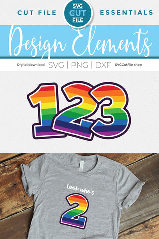 Rainbow numbers svg - colorful birthday numbers 1 2 3 4 5 SVG SVG Cut File 