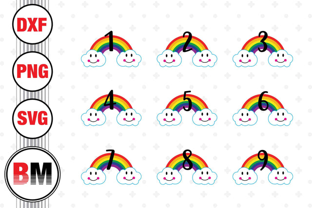 Rainbow Numbers SVG, PNG, DXF Files SVG BMDesign 