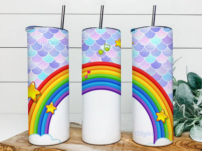Rainbow on Colourful Scales 20oz Straight Tumbler Design Template for Sublimation Sublimation iStyleDesign 