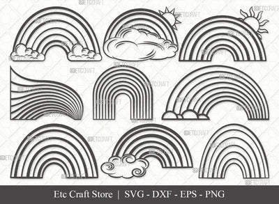 Rainbow Outline SVG Cut File | Rainbow Svg | Cloud Svg | Rainbow & Clouds Svg | Layered Rainbow Svg | Eps | Dxf | Png SVG ETC Craft 