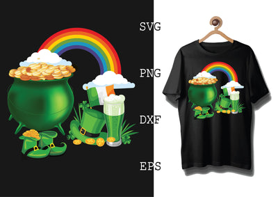 Rainbow Patricks Day Svg, Green Clover Svg, Happy St. Patrick’s Day Svg, Lucky Charm Svg SVG DesignTShirt 