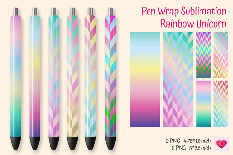 Rainbow Pen Wrap Sublimation. Waterslide Pen Wraps Sublimation Kseniia designer 
