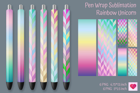 Rainbow Pen Wrap Sublimation. Waterslide Pen Wraps Sublimation Kseniia designer 