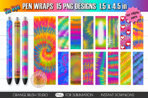 Rainbow Pen Wraps Bundle Waterslide Designs PNG Sublimation OrangeBrushStudio 