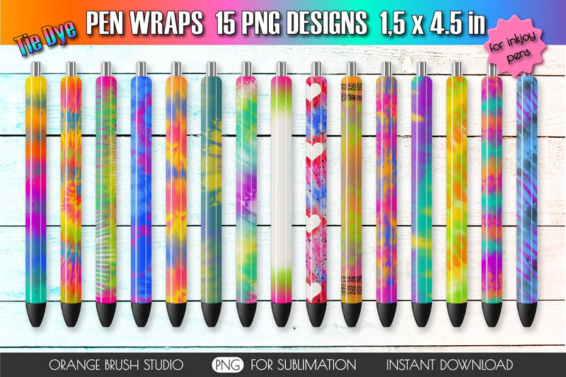 Rainbow Pen Wraps Bundle Waterslide Designs PNG Sublimation OrangeBrushStudio 